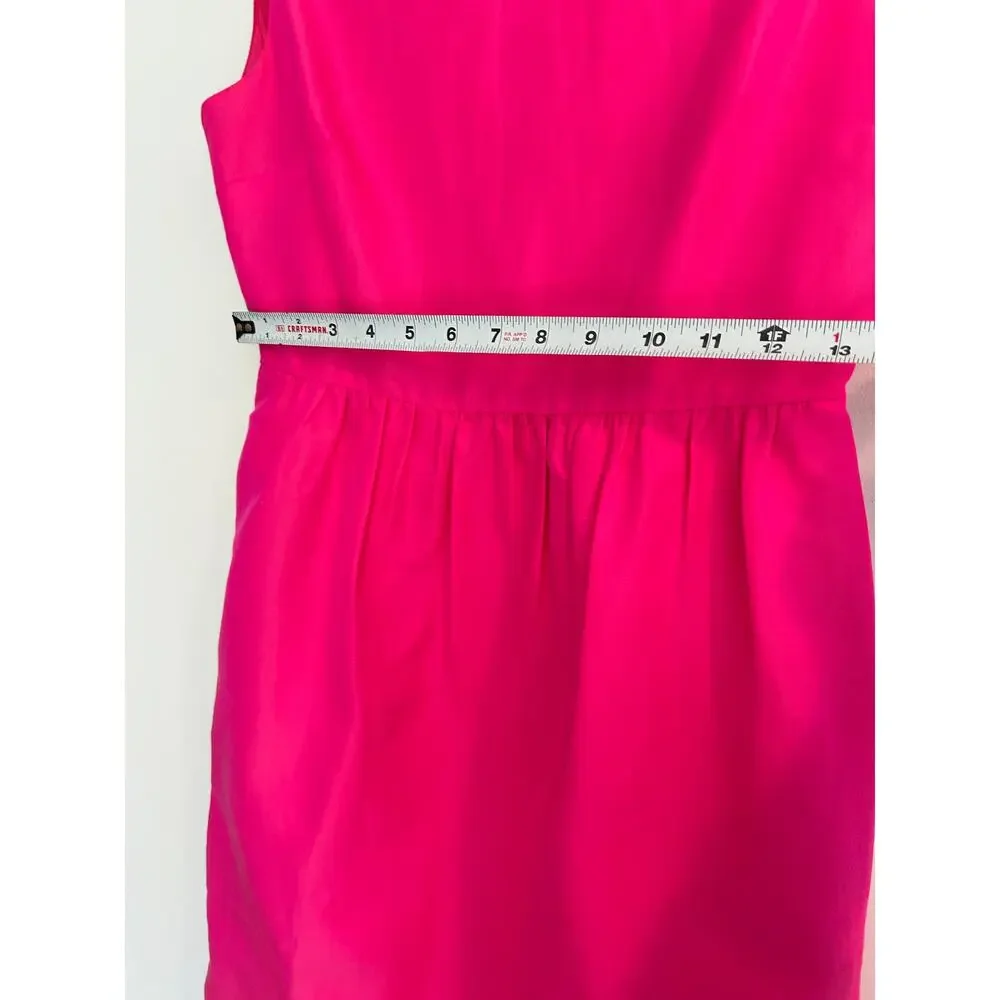 J.Crew Pink Silk Blend Sheath Dress Sleeveless Fit Flare Sz 2 Pockets BarbieCore - Picture 6 of 6